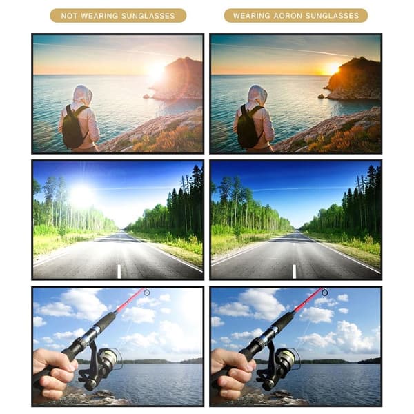 Herr polariserade solglasögon, rektangulära fotokromatiska körglasögon Gun-Black Grey