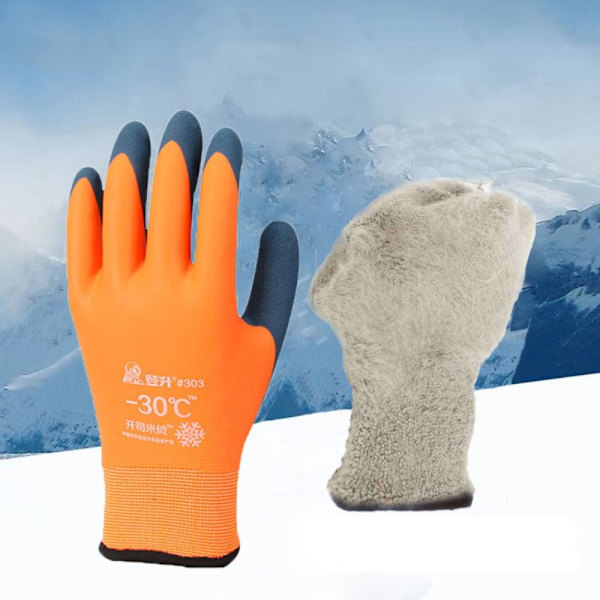 Thermal vinterarbetshandskar Utomhussporter Kallbeständiga skyddshandskar orange