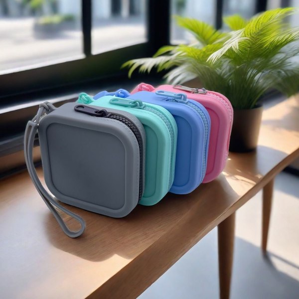 Vattentät plånbok Myntväska Mini Zipper Silikon Organizer Travel Pouch Hörlursväska purple