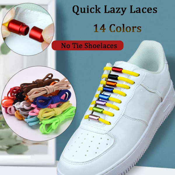 5 Par Elastiska Snabblåsande Lazy Laces Sneakers Skosnören 5Pairs light blue