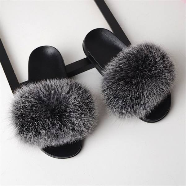 Dam plysch tofflor Flip Flops strandsandaler black EU37