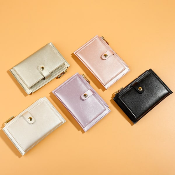Läderplånböcker Mini Slim Hasp Handväska Multi-Cards Hållare Mynt Korta plånböcker pink