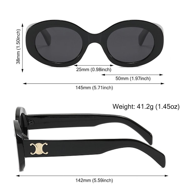 Polariserade solglasögon för kvinnor, unisex y2k-nyanser, trendiga UV400-skydd Black