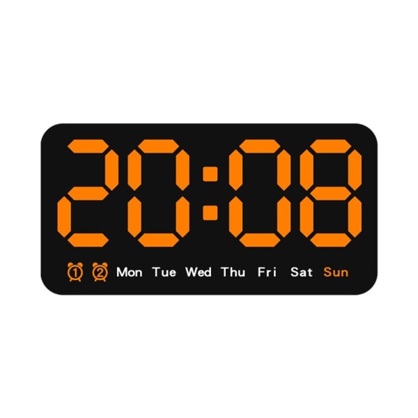 Elektronisk väggklocka Temperatur Datumvisning Bordsklocka Väggmonterade digitala LED-klockor orange
