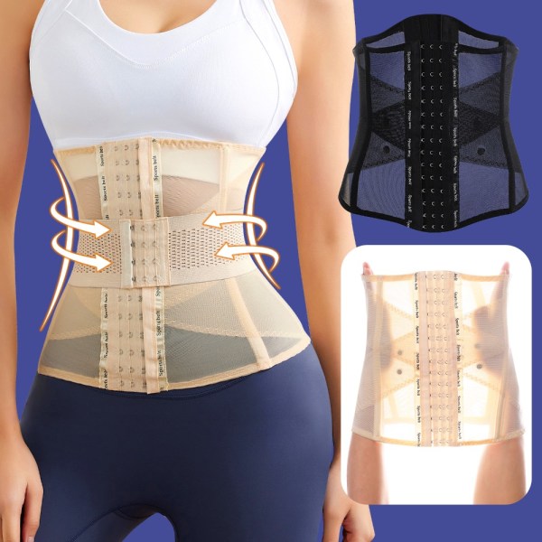 Kvinnor Body Shaper Waist Trainer Summer Belly Tight Shapewear Black M