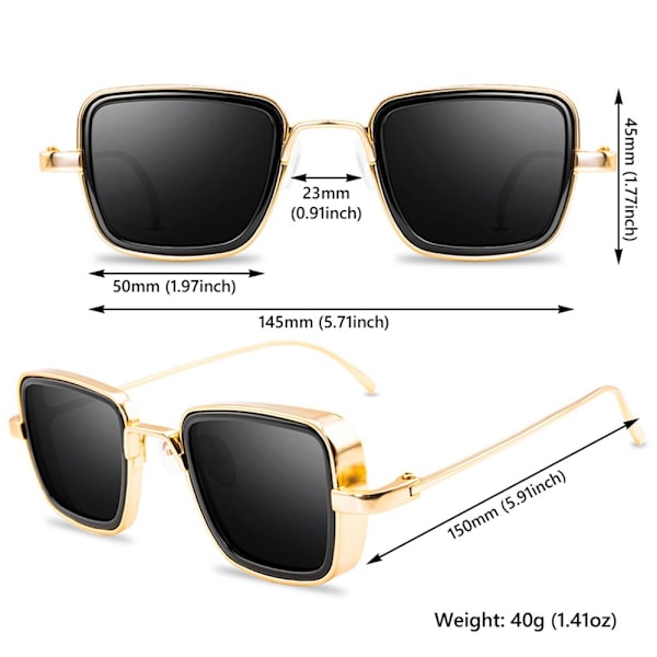 Vintage Metal Steampunk Solglasögon Snygga Retro Shades UV400 glasögon Gold-Brown