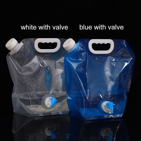 2-PACK 10L Vikbar Portabel Vattendunk med Kran (blå+vit)