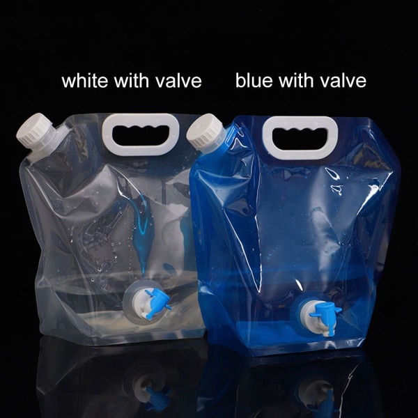 2PACK 10L hopfällbar bärbar vattendunk med kran（blå+vit）