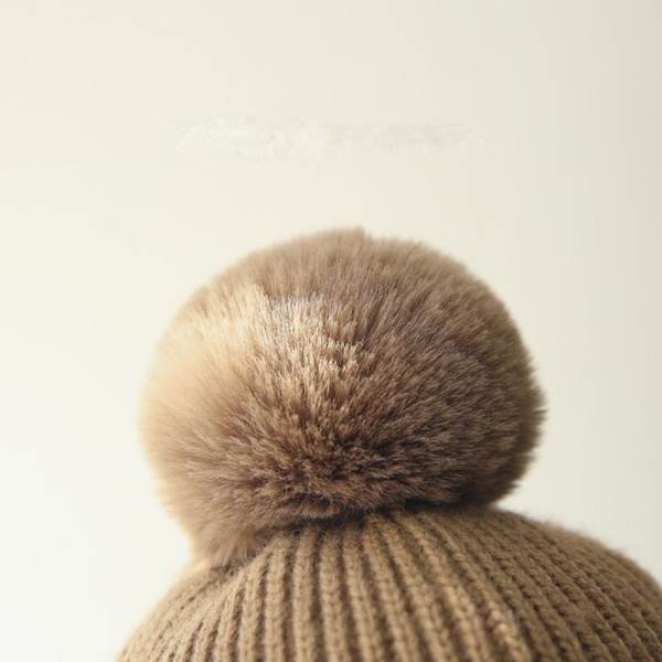 Vinter Barn Stickade Ull Mössor Vindtät Varm EarFlaps Hatt Apricot