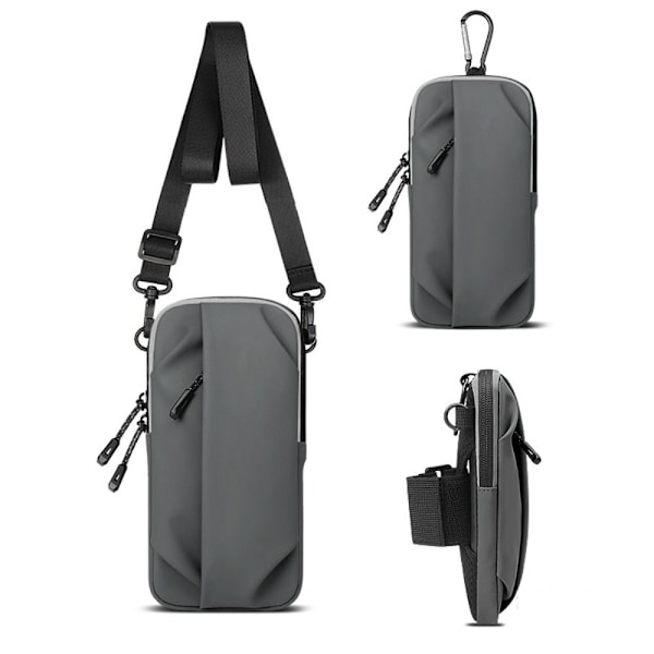 Sports Running Arm Bag Gym Bag Bum Bag Telefon 7 tums Armband Hip Wrist Bag grey