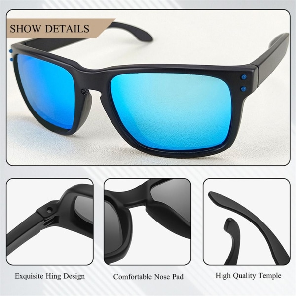 Polariserade solglasögon TR90 Sportkörning Fiske Solglasögon UV400 skydd Black-Ice Blue