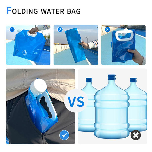 5L/10L hopfällbar bärbar vattendunk med kran blue 10L
