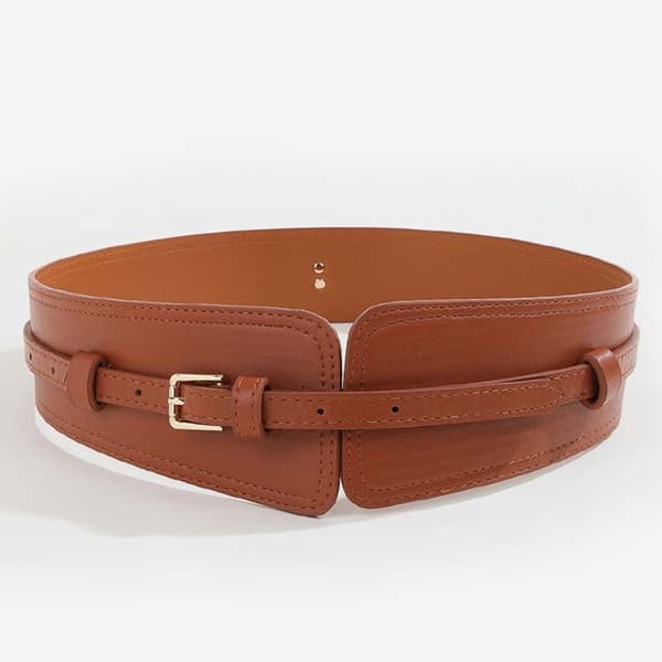 Korsett Breda Bälten PU Läder Slimmande Midjeband Brown