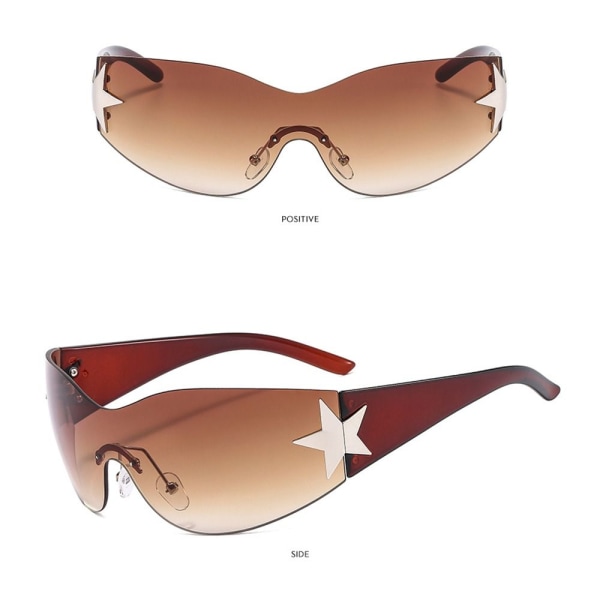 Y2K båglösa solglasögon One Piece Goggles Wrap Around Solglasögon C3