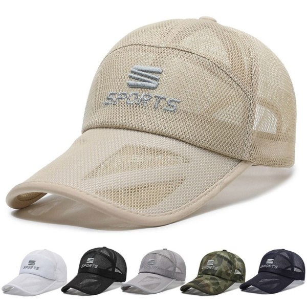 Full Mesh Baseball Cap Unisex Quick Dry Running Hat Lätt sporthatt khaki