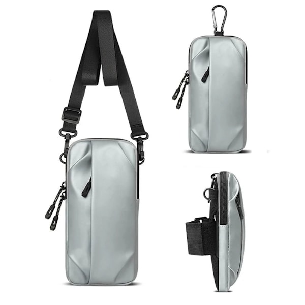 Sports Running Arm Bag Gym Bag Bum Bag Telefon 7 tums Armband Hip Wrist Bag silver