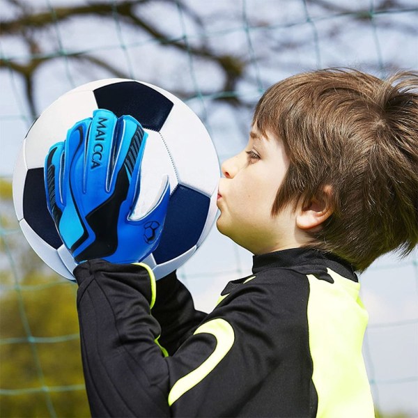 Fotbollsmålvaktshandskar Slitstarka latexfingerfotbollshandskar utomhussporter Blue 10