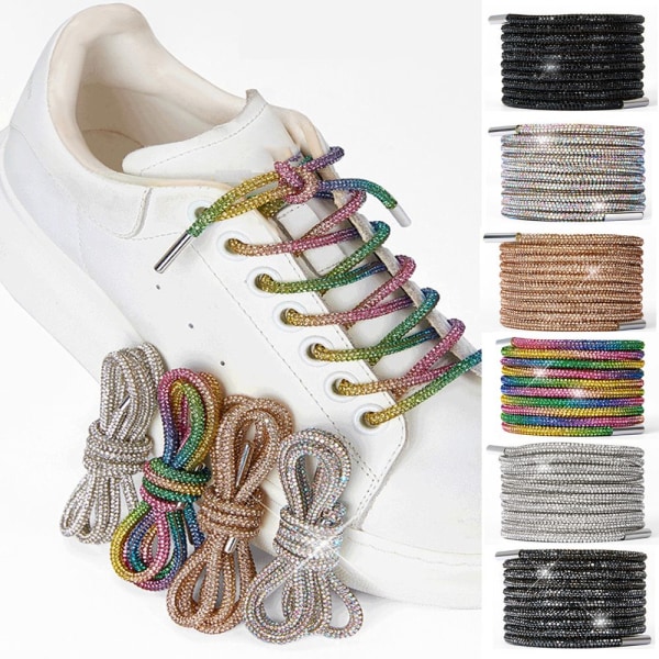 1 Par Lyxiga Rhinestone Skosnören Rainbow Diamond Rund Sko multicolor