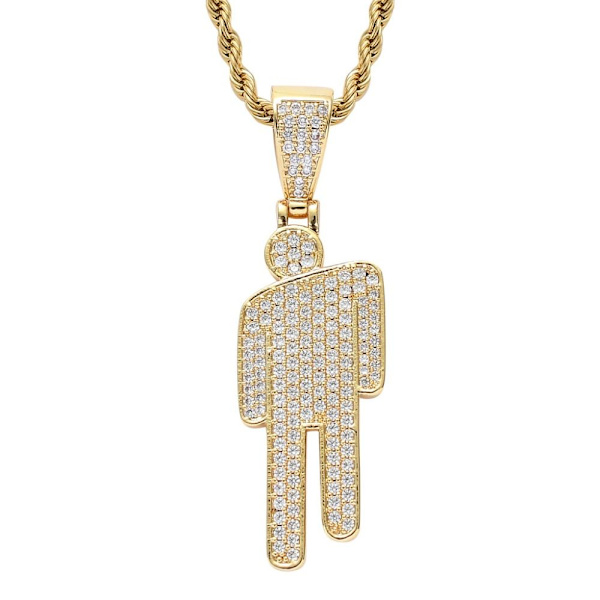 2-pack Hip Hop Twist Chain Halsband Tilted Head Halsband (Guld+Silver)