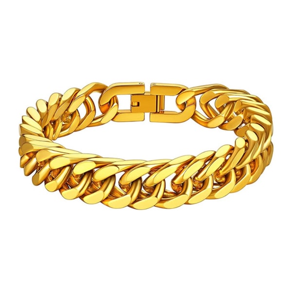 Män i rostfritt stål 8MM länkkedja Miami kubanska armband presenter smycken gold 21CM