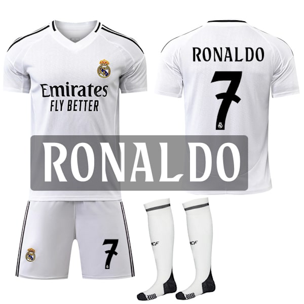2024-2025 Real Madrid Hemma Barn Vuxen Fotbollströja Nr.7 RONALDO XS