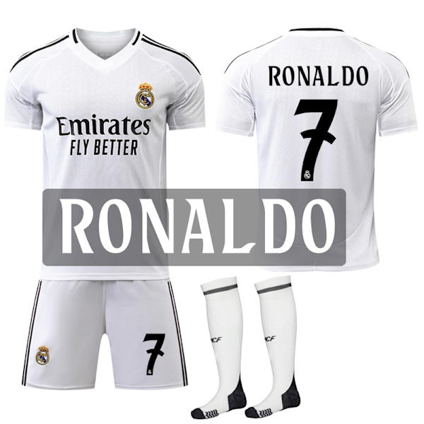 2024-2025 Real Madrid Hemma Barn Vuxen Fotbollströja Nr.7 RONALDO XXL