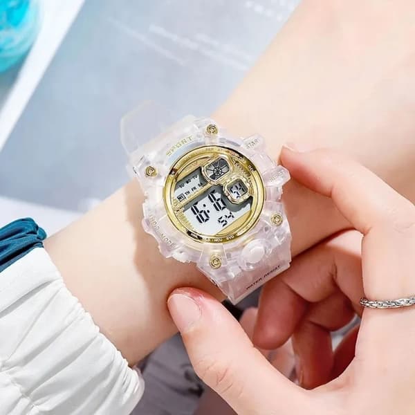 Multifunktionell Sportklocka Stor Urtavla Armbandsur Digitala Elektroniska Klockor silver