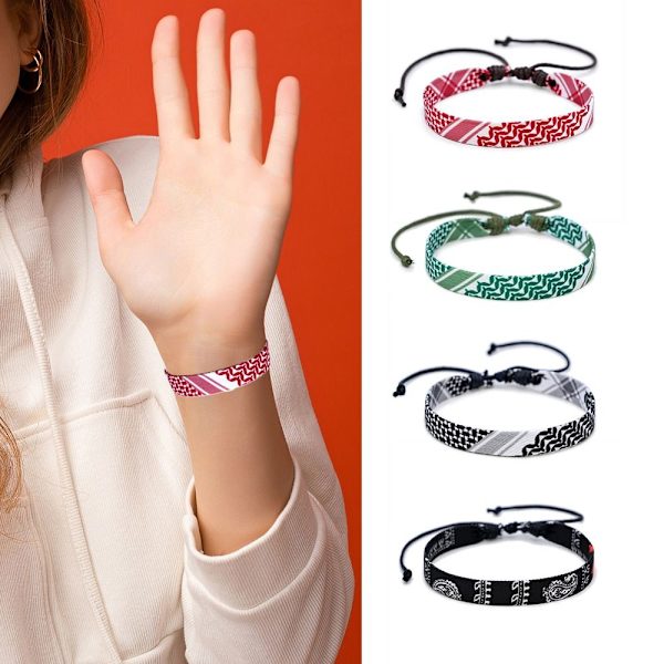 4Pack Arabic Scarf Style Armband Geometric Wave Point Webbing Hand Rep