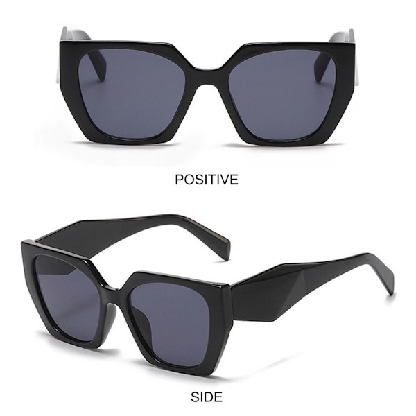 Dam Cat Eye Solglasögon Square Retro Irregular Shades UV400 Glasögon Black-Gray