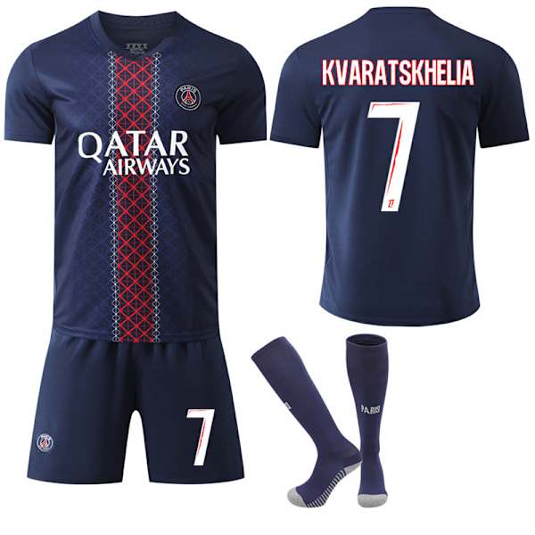 2025-2026 Paris Saint-Germain Hjemme Drakt Barn Voksen Fotballdrakt Nr. 7 Kvaratskhelia XS