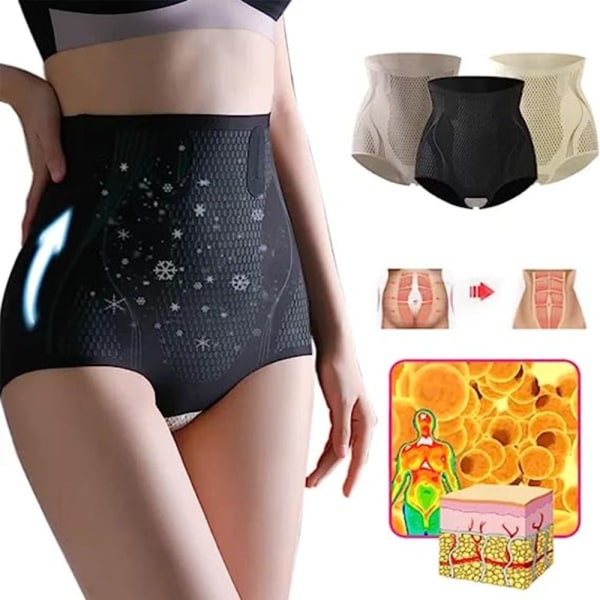 Women Ice Silk Shaping Shorts High Waist Ion Silk Butt Lifting Shorts Black M