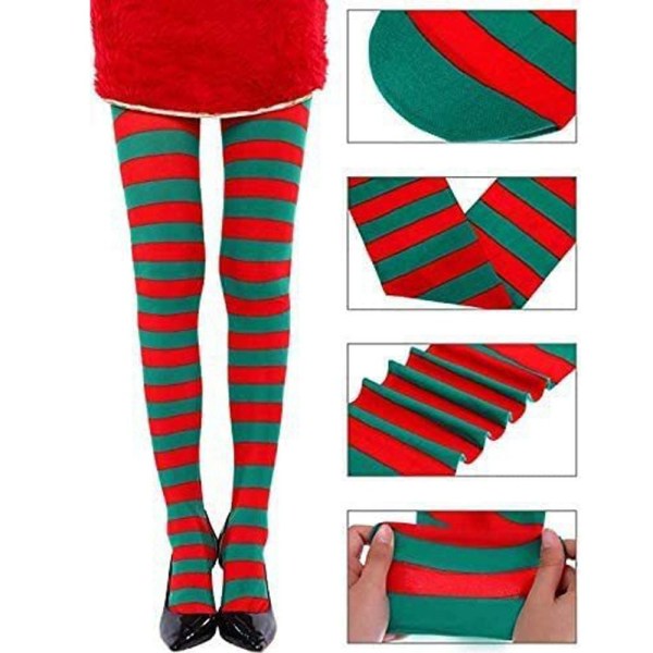 Kvinnor tjejer över knä strumpor Söta elastiska strumpbyxor Halloween jul red&green