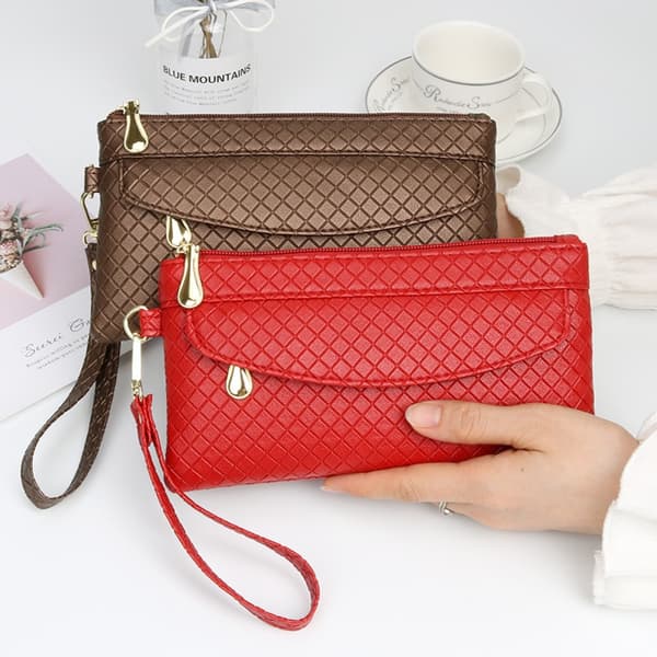 Damplånbok Stor Kapacitet Dam Börs PU Läder Myntficka Clutch Väska Blue