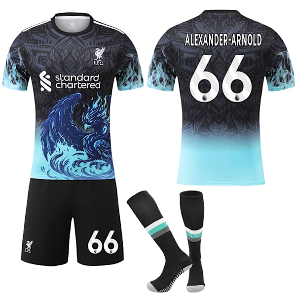 2025-2026 Liverpool Special Anniversary Edition Blå Fodboldtrøje med Sokker No.66 Alexander-Arnold XS