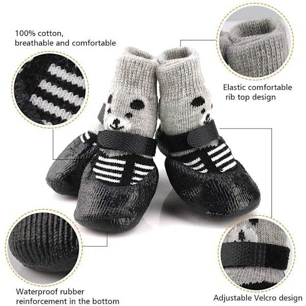 4-pack Höst & Vinter Hundskor & Strumpor Halksäkra Katt Regn Snö Stövlar Strumpor red M