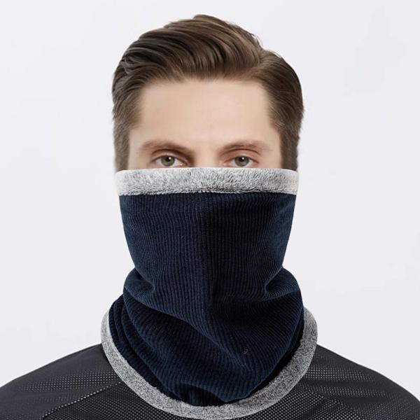 Vinter förtjockad halsduk utomhus med dragsko i plysch stickad cover Wine Red