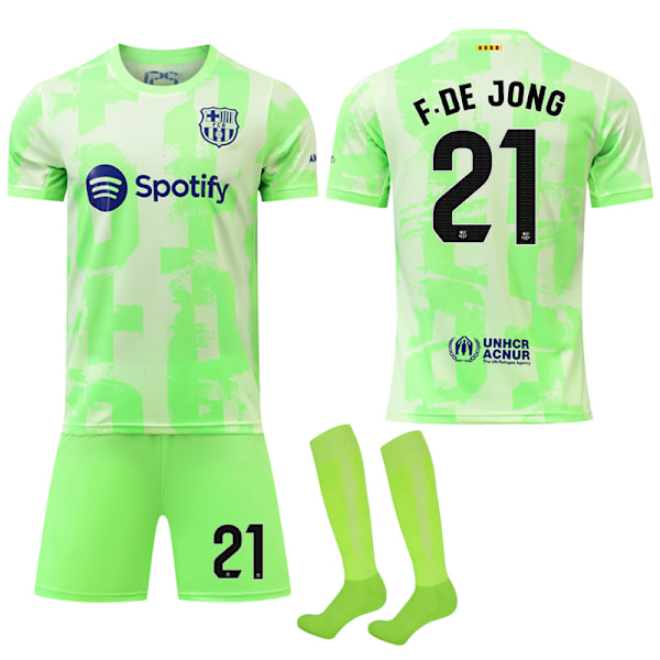2024-2025 Barcelona bortaställ för barn och vuxna fotbollströja med strumpor nr 21 F.DE JONG 28