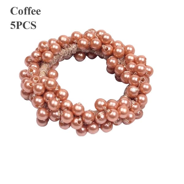 5 st Elastiska Pärlhårsnoddar Hårringar Hårband Håraccessoarer Coffee