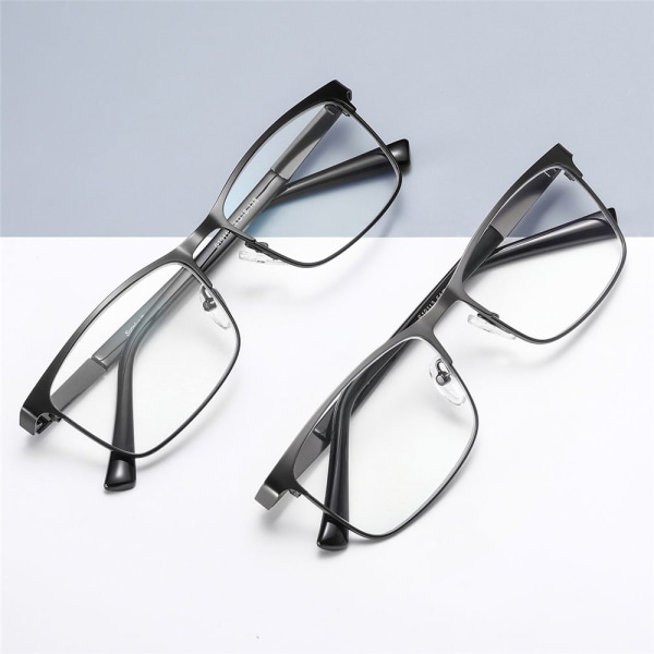 Rostfritt stål Business Läsglasögon för män kvinnor Urltra-light rektangel black