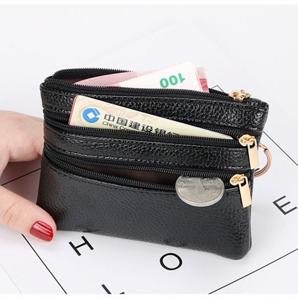 Kvinnor Plånbok Clutch Zip Kort Liten myntväska Mjuk Mini Korthållare Plånbok Pengar Väska Dark pink