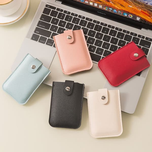 5 Kortfickor PU Läder Slim ID-Korthållare Miniplånböcker Red