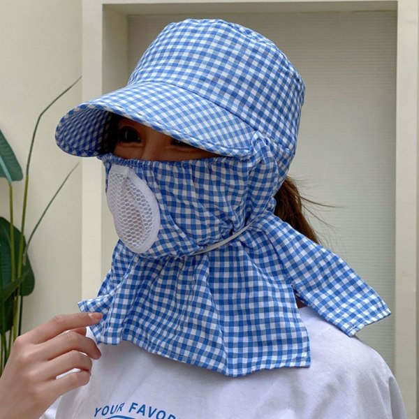 Solhatt sommar ansikte och hals UV-skydd Cover blue