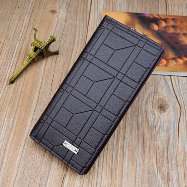 Män PU-läder Korthållare Plånbok Lång Money Clip Plånbok Black