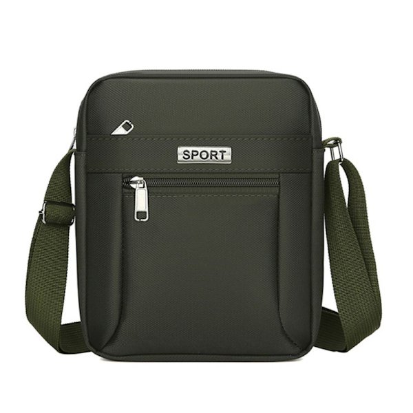 Stor kapacitet Herr Axelväska Handväska Dragkedja Multi Layer Crossbody Väskor Green