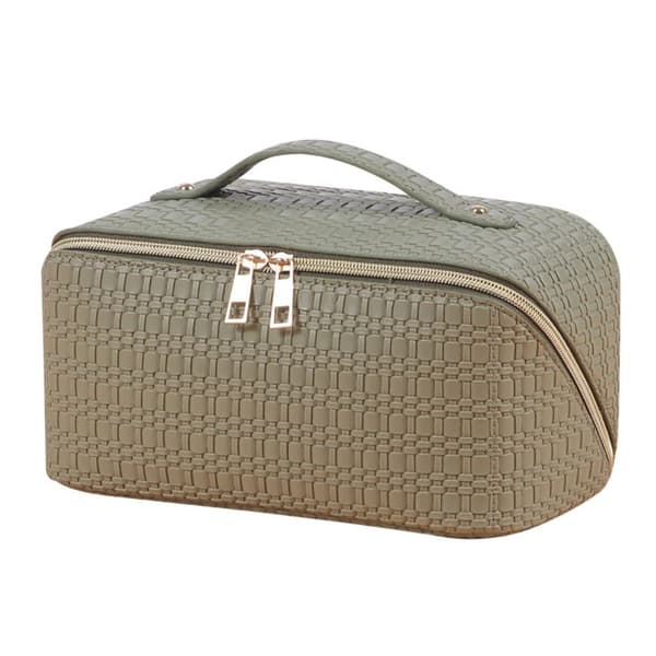 Dam PU-läder Sminkväska Bärbar Necessär Förvaringsväska White