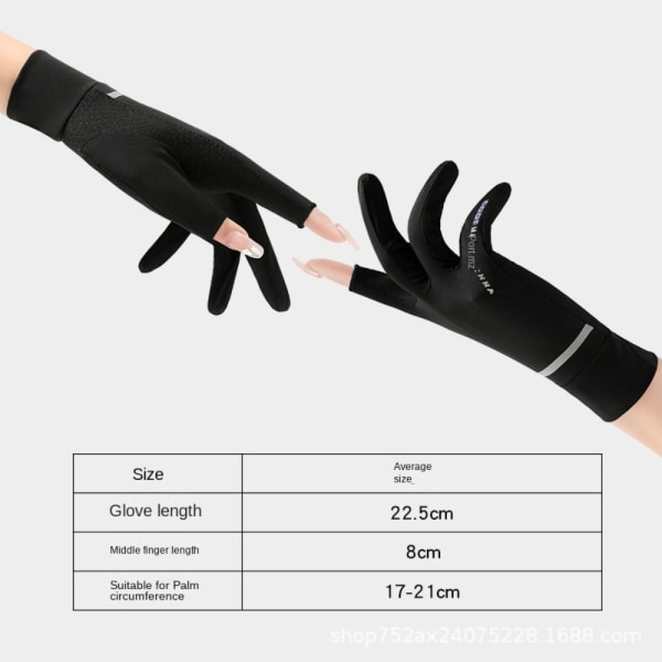 Anti-UV Solskydd Ice Silk Handskar Körhandskar för kvinnor black