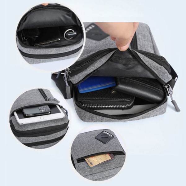 Messenger Bag för män Cross Body Axelväska Outdoor Casual Vattentät Oxford Packs grey