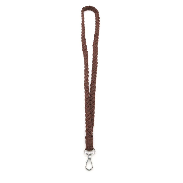 Flätad Macrame-nyckelring för ID-bricka Coffee