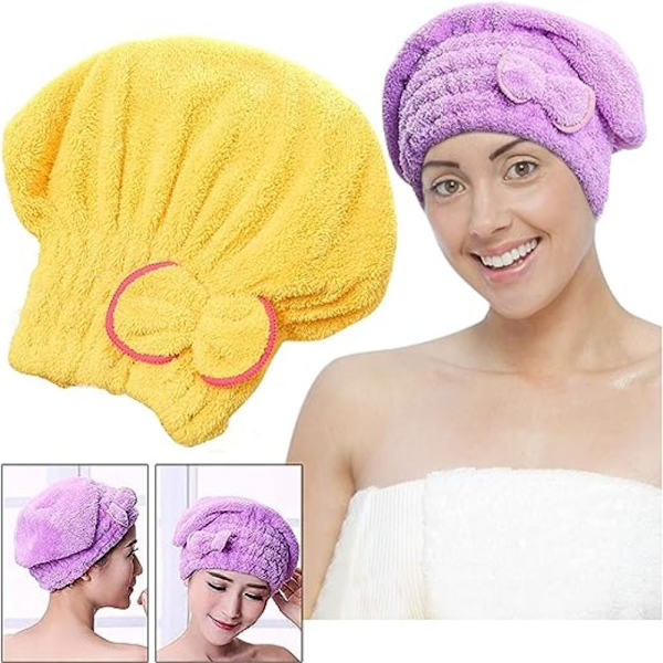 Hårtorkande Handduksmössa Coral Velvet Vått hår Torrt Turban Cap Rose Red