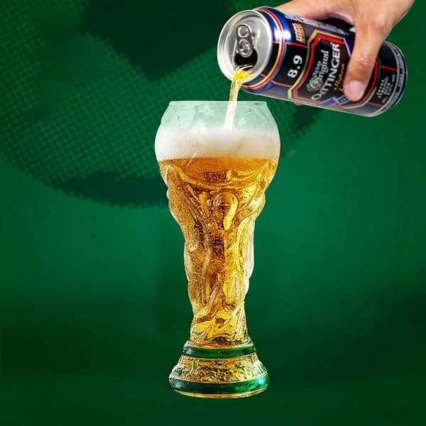 VM-trofæ ølglas 2026 - 500 ml holdbart glas - Elegant fodboldgave til mænd